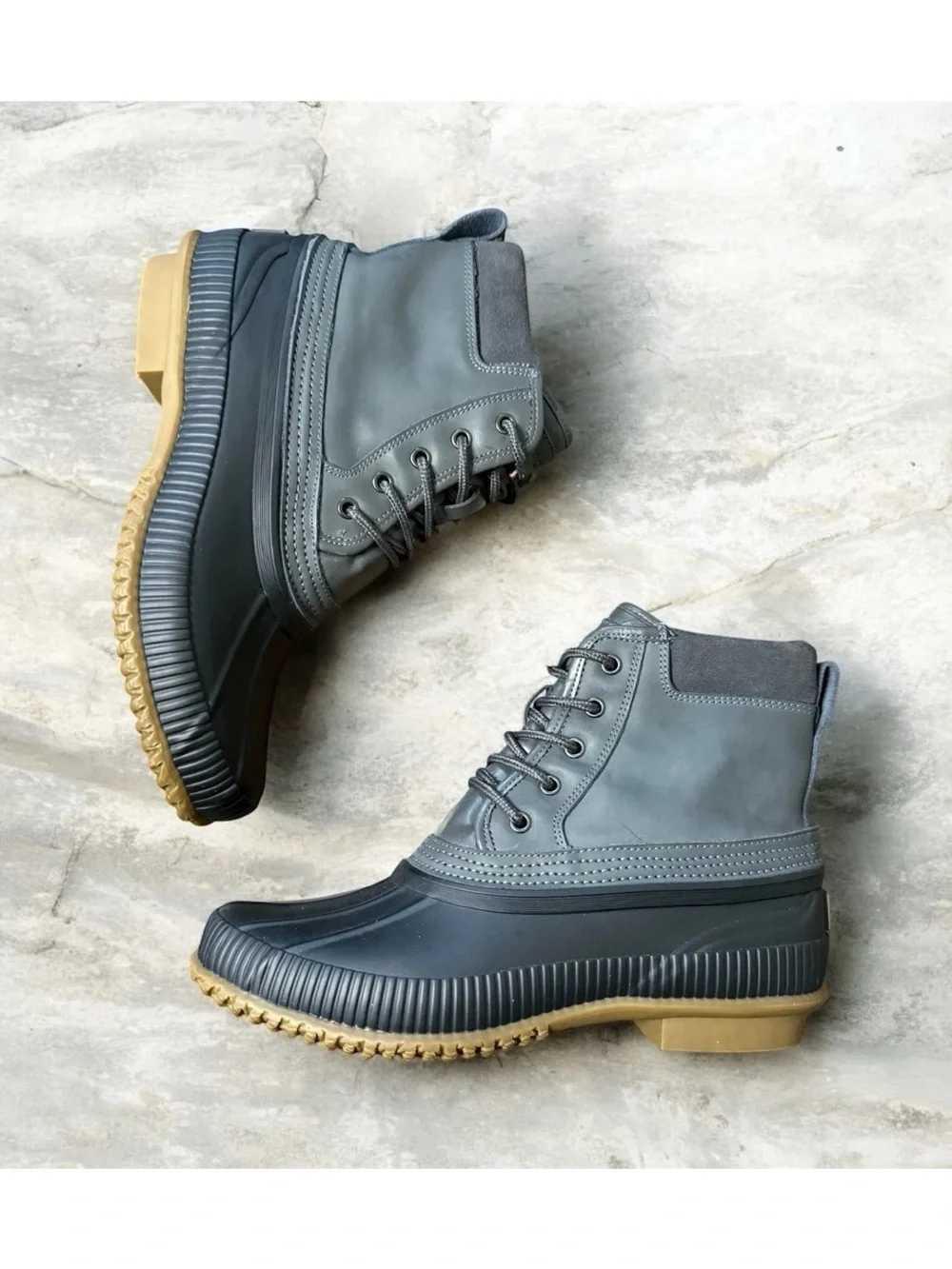Tommy Hilfiger TM-Casey Duck Rain Boot Rubber Gray Upper Leather Men’s Sz 9
